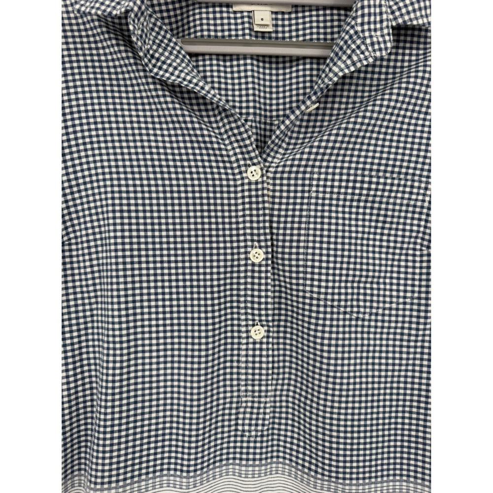 J.Crew Navy Gingham Striped Popover Cotton Shirt‎ Blue White 02795 Womens 6 - Picture 3 of 6